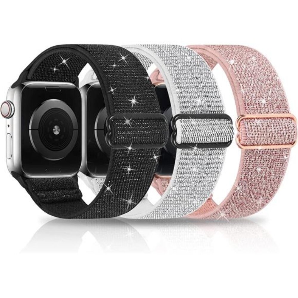 3 Pack Shiny Bands Compatible with Apple Watch Band for Women 38mm 40mm 41mm